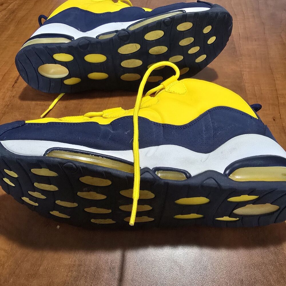 Nike Air Uptempo House Of Hoops Michigan Maize And Blue Lace Up Sneakers 10.5 - Picture 5 of 8